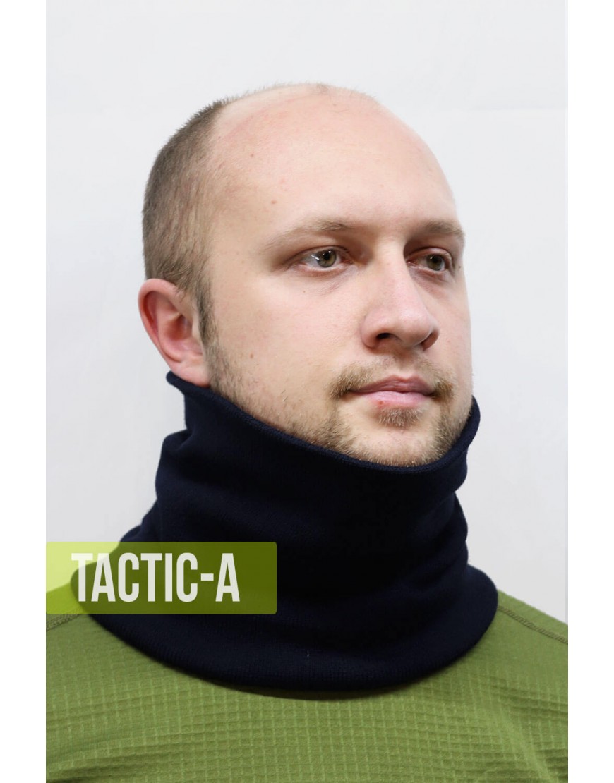 Вязаный бафф темно-синий зимний / шарф-труба Trend