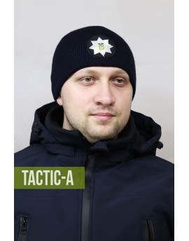 Вязаная шапка с кокардой Полиция 