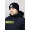 Вязаная шапка с кокардой Полиция с отворотом