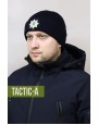 Вязаная шапка с кокардой Полиция с отворотом