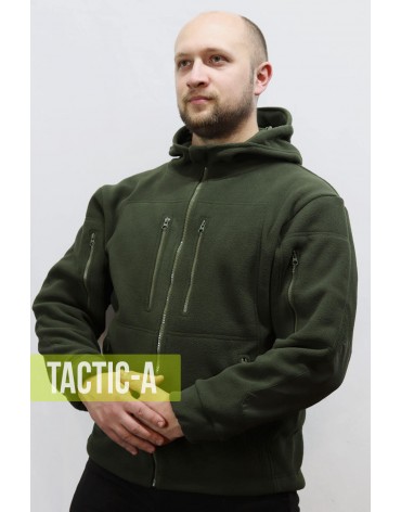 Флисовая кофта с капюшоном олива Hunter